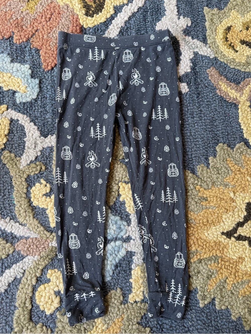 Kids Black Camping Print Bamboo Pajama Pants Size 4T Comfy Cozy